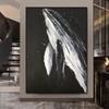 Pintura al óleo pintada a mano, ballena en blanco y negro, porche, pintura decorativa, moderna, sencilla, sala de estar, sofá, fondo, pared, pintura colgante de alto sentido