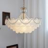 Lustre de Cristal com Conchas Estilo Francês Creme Iluminação Sala de Estar Luxo Simples Quarto Principal Lustre Iluminação LED Quente