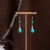 Pendientes de Borlas Turquesas Estilo Bohemio Retro Ganchos para Orejas Estilo Étnico Pendientes Estilo Tíbet para Viajes Fotografía Vacaciones