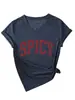 Camiseta de Talla Grande 100 kg Estilo Retro Americano con Cuello en V y Mangas Cortas para Mujer, Top Holgado Casual de Verano Adelgazante