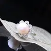Nafoge Joyería de Plata al por Mayor Moda Coreana Anillo de Plata de Ley 925 Hecho a Mano con Perla Natural Anillo de Plata para Mujer