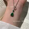 Venta al por mayor del fabricante: Colgante de cadena Chopard con forma de calabaza de jadeíta verde natural Xiaohongshu con incrustación de plata S925 en estilo chino nuevo