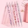 Plumas de Cristal para Manicura Transfronteriza, 5 Plumas Talladas, Flores Pintadas, Pinceles para Manicura, Herramientas para Extensión, Set de Plumas para Manicura