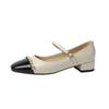 Zapatos Mary Jane de estilo coreano, suaves, de tacón medio y punta cuadrada, con combinación de colores, para mujer, primavera y otoño