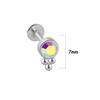 Bola de soldadura de acero inoxidable blanca 1.0 gema dental triangular labio anillo de labio racimo de cristal trago perforado uña