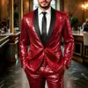 Conjunto de traje de lentejuelas para hombre de comercio exterior transfronterizo, blazer para actuación en escenario, conjunto de dos piezas para padrinos de boda y novio