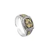 Anillo Pixiu de Moneda Antigua de Cobre para Hombres Tendencia Personalidad Estilo Minimalista Imitación Plata Tailandesa Anillo Ancho para Dedo Índice Moda Versátil Anillo Abierto
