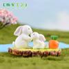 Decoración de resina para micropaisaje de musgo Juego de tres piezas de animales cerdo conejo Cisne Escena de primavera, verano, otoño e invierno Accesorios de animales