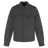 Camisa de Trabalho Manga Longa Cinza Carvão Desgastada com Pala Bolsos Duplos Lavada Desgastada Retro Solta Para o Trabalho Pesada Masculina