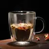 Vaso de Cristal de Doble Capa al por Mayor con Asa, Taza Creativa, Vidrio de Borosilicato Alto, Taza Personal para Leche, Jugo, Café, Vaso de Agua