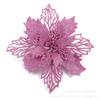 Decoração de Natal 16cm glitter oco flor de Natal simulação glitter em pó enfeites de flores de Natal adereços de tiro