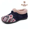 Botas de mujer estilo western de lana de camello, botas de algodón afelpadas y engrosadas, botas de nieve de estilo étnico talla grande, botines cálidos y cómodos para mujer