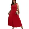 Comercio Exterior Transfronterizo Nuevo Estilo Africano Tallas Grandes Ropa para Mujer, Vestido de Tirantes Color Sólido Elegante y con Estilo, Vestido sin Mangas para Mujer