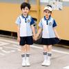 Novo uniforme de jardim de infância de verão, uniforme de escola primária, uniforme de classe esportiva, estilo universitário britânico, cor amarela, terno combinando