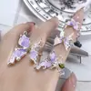 Anillo de Mariposa Morado Taro Esmalte Aceite Goteando Super Hada Dulce y Fresco Estilo Sexy Femenino Anillo Asimétrico Exagerado de Gama Alta