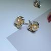 Aretes de aguja de plata S925 con perlas de agua dulce, aretes de circonita de flor pequeña, nuevos 2024, aretes de flor de cinco pétalos de 6-7 mm