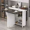Mesa de comedor plegable para el hogar, apartamento pequeño, simple, multifuncional, móvil, rectangular, mesa con ruedas universales para comer en casa de alquiler
