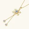 Collar de Copo de Nieve de Plata de Ley S925 Europeo y Americano para Mujer con Colgante de Moissanita, Cadena Clavicular de Borla de Lujo Ligero de Alta Gama, Regalo para Qixi