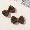 Otoño Invierno Tela a Cuadros Retro Moño Tridimensional Pinza de Garra DIY Flor para Zapato Accesorio para el Cabello Broche Accesorios para Ropa