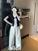 Verano 2026 Nuevo Estilo Coreano Versátil Moda Gama Alta Floral Falso Dos Piezas Nudo Retorcido Cuello Redondo Manga Corta Camiseta para Mujer