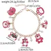 Pulsera de Oso Fresa Linda Venta Caliente Transfronteriza Oso Rosa de Dibujos Animados Anime Colgante Pulsera Joyería Encantadora de Aleación