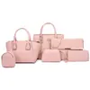 Conjunto de Seis Peças de Bolsas Tecidas Transfronteiriças para Mãe e Filha 2026 Novo Europeu e Americano Retrô Grande Capacidade Bolsas de Ombro, de Mão e Transversais Femininas