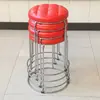 Taburete redondo, estructura de acero engrosada, apilable, taburete alto, diseño simple, adecuado para comedores, restaurantes y uso comercial