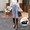 Otoño e Invierno Forrado de Felpa Nuevo Jeans Skinny de Cintura Super Alta Pequeño Delgado Alto Estiramiento Pantalones Lápiz Niños