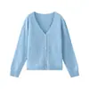 26 Otoño/Invierno Lujoso Suéter de Lana Cachemir Seda de Mora Cepillada Cardigan Abrigo de Punto Puyuan Cuello en V