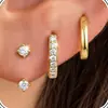 Conjunto de brincos de borboleta e trevo de quatro folhas com zircônia cúbica transfronteiriço, argolas lisas totalmente cravejadas, brincos leves e luxuosos empilháveis para múltiplas orelhas