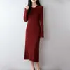 Elegante y Sofisticado Vestido de Punto de Lana para Mujer, 100% Lana, Corte Ajustado, Manga Larga, Vestido Suéter Otoño/Invierno