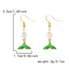 Pendientes de Cola de Pez Sirena Incrustados de Diamantes Versátiles Estilo K para Mujer, Femeninos, Frescos, Estrella de Mar, Pendientes de Perlas de Moda para Mujer