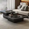 Mesa de Centro de Madera Maciza, Cuadrada, Minimalista, para Uso en el Hogar en la Sala de Estar, Sencilla, para Apartamentos Pequeños, de Estilo Antiguo, Mesa de Centro de Diseño Moderno Estilo Wabi-Sabi