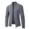 Comércio Exterior Amazon Outono e Inverno Novo Tricô Masculino Gola Alta Zíper Cardigan Tricô Jaqueta Masculina com Forro de Lã Jaqueta