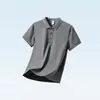 Camiseta de Manga Corta para Hombre Verano 2025 Nuevo Estilo Top con Cuello Polo Casual de Negocios para Hombres de Mediana Edad Hielo Seda Fresco Tacto Camisa Polo para Hombres