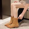 Botas Femininas Curtas Elegantes Bico Fino Salto Gatinho Estilo Francês, Novidade Outono/Inverno 2026