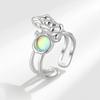 Anillo de apertura de doble capa de piedra lunar plisada de viento frío de metal Dongdaemun, nuevo anillo de joyería de dedo índice de moda