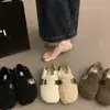 Zapatos mullidos para mujer para uso exterior, elegantes mocasines slip-on estilo hada nuevos para otoño e invierno 2026, zapatos de algodón peludo de suela plana para mujer