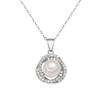 Collar con colgante de perlas de agua dulce de doble anilla, elegante y ligero, de plata de ley S925, combinable con todo, para mujer.