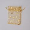 Bolsa de organza con forma de corazón dorado, bolsita para dulces, para bodas, para hilo, para regalo, de malla