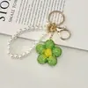 Chaveiro de Girassol com Strass Mais Vendido Transfronteiriço Criativo Toque de Alto Padrão Corrente de Pérola Flor de Strass Completa Pingente de Bolsa Decoração