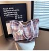 Bolso de Hombro Estilo Universitario 2025 Bolso para Estudiantes para Clase y Viajes Bolso Tote de Gran Capacidad Bolso de Mano a Cuadros Literario