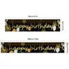 Banner de Cumpleaños Nuevo Transfronterizo Negro Dorado Decoración Exterior Tela Colgante Decoración de Fiesta de Cumpleaños Fondo de Tela Banner
