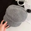 Boina de Punto Retro de Lana Pura para Mujer, Color Sólido, Adelgazante, Gorro de Punto Cálido, Boina Octagonal