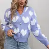 Comercio Exterior Europeo y Americano Transfronterizo Amazon Otoño e Invierno Nuevo Cárdigan de Punto para Mujer Abrigo Suéter de Terciopelo con Corazón de Botón