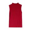 Camisola de Punto Calada para Mujer, Capa Interior de Hilo Hilado en Núcleo, Camiseta Básica de Cuello Medio Alto, Sin Mangas, Corte Ajustado, Cómoda y Transpirable