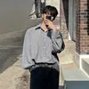 Camisa Masculina de Listras Azuis Manga Longa Verão Fina Estilo Japonês Design Bonito Nicho Estilo Hong Kong Jaqueta Tendência