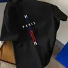 Camiseta Casual Masculina de Verão com Caimento Solto Plus Size com Estampa de Letras Paris e Gola Redonda