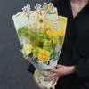 Especial Temporada de Graduación Papel de Regalo Dorado Estampado con Forma para Ramos de Preparatoria y Examen de Admisión Universitaria, Papel de Regalo Espeso para Flores, Materiales Florales Hechos a Mano para Floristerías