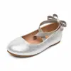 Zapatos de Princesa con Tira Elástica de Purpurina para Niñas Zapatos de Fiesta para Niña de las Flores Zapatos Planos de Ballet con Lazo en la Espalda